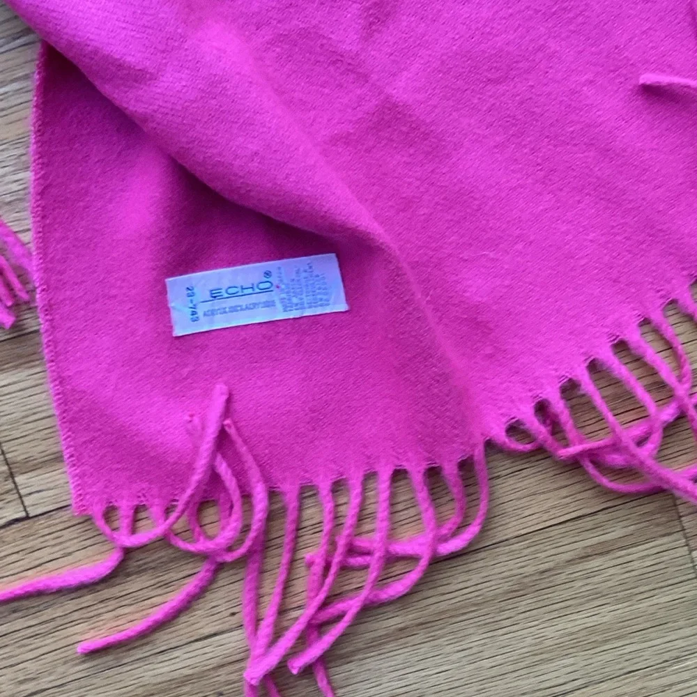 Bright Pink Fringed Scarf - Picture 3 of 4